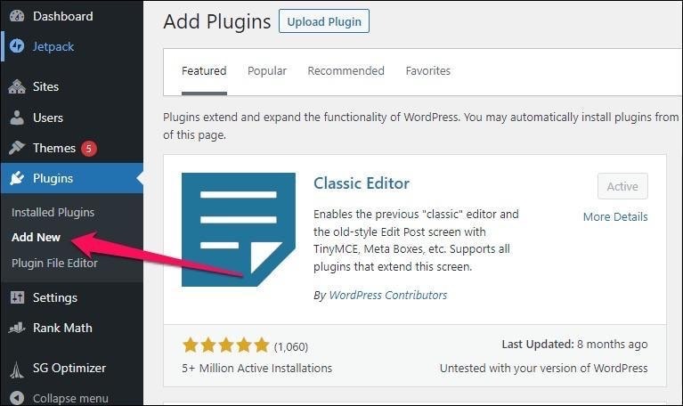 Add new WordPress plugin