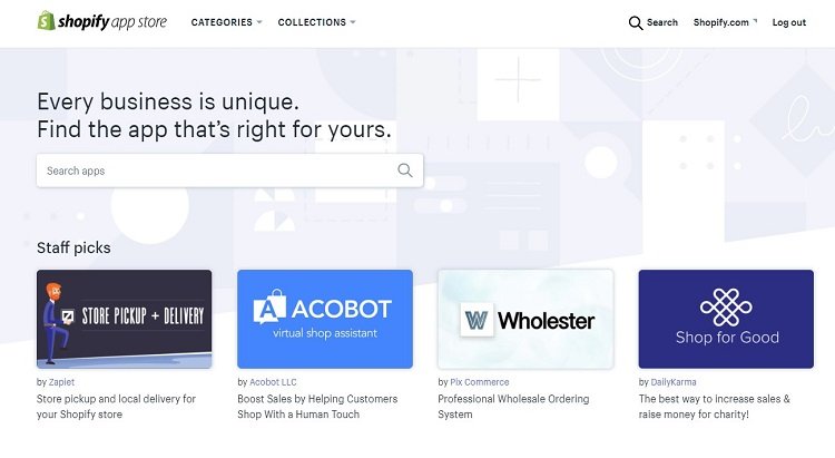 Shopify app store