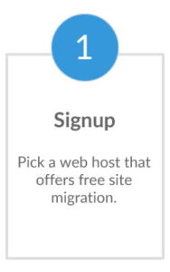 Flowchart - Site migration using option #1 - Step 1 - Signup