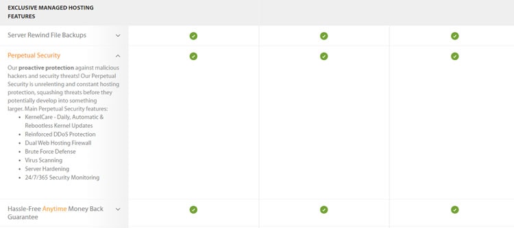 A2 Hosting security features in VPS plan