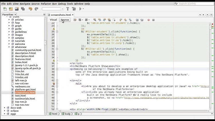 Apache Netbeans Editor