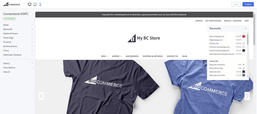 BigCommerce store editor