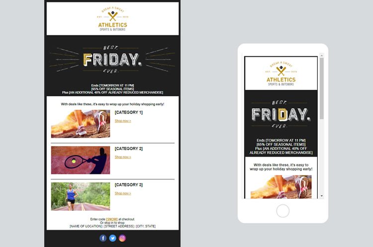 Constant Contact Email templates for the Black Friday marketing campaign