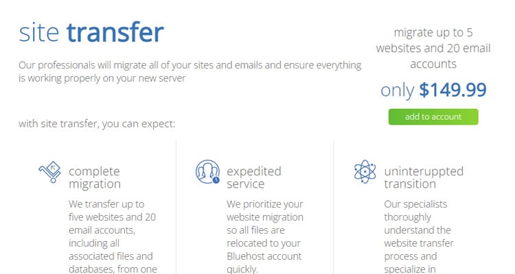 BlueHost Site Transfer Services