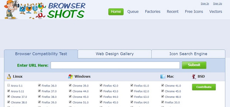 free tool to test website's browser compatibility 