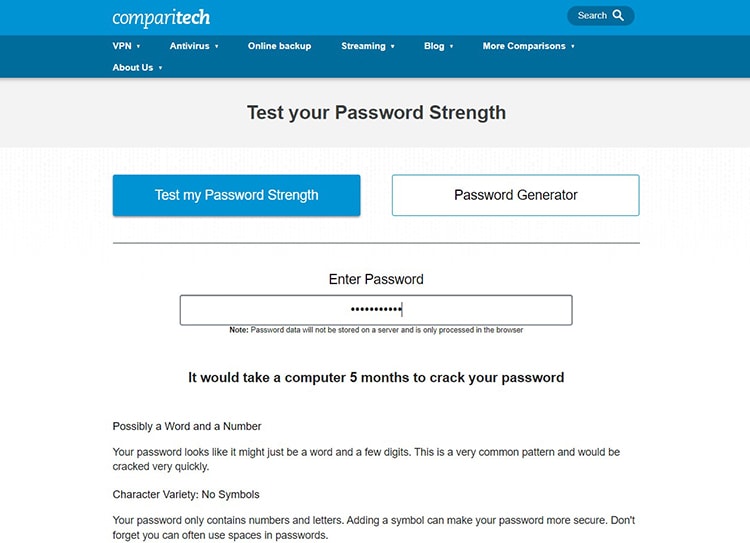 Comparitech Password Strength Checker