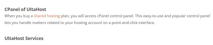 UltaHost uses cPanel