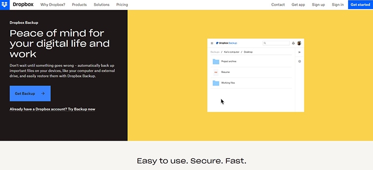 Dropbox - A simple and popular backup solution for individuals