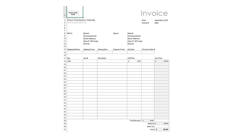 Excel Invoices