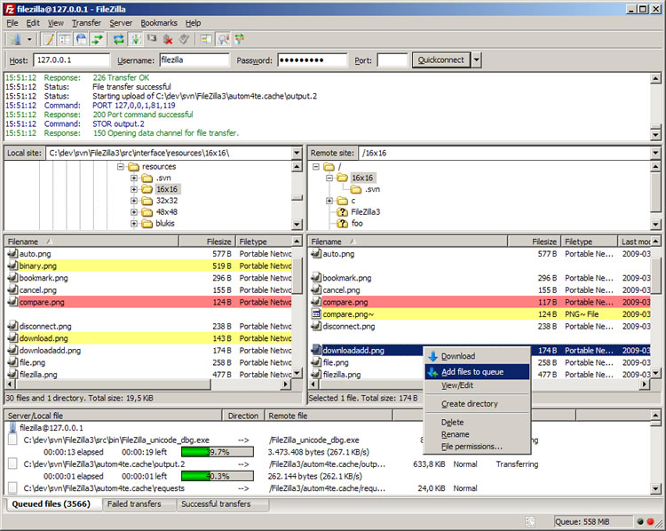 FileZilla Main Window