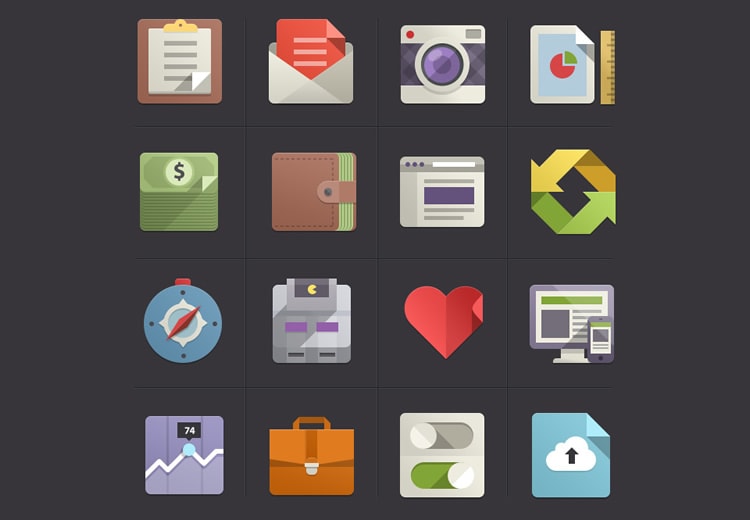 flat icon set - google inspired 2