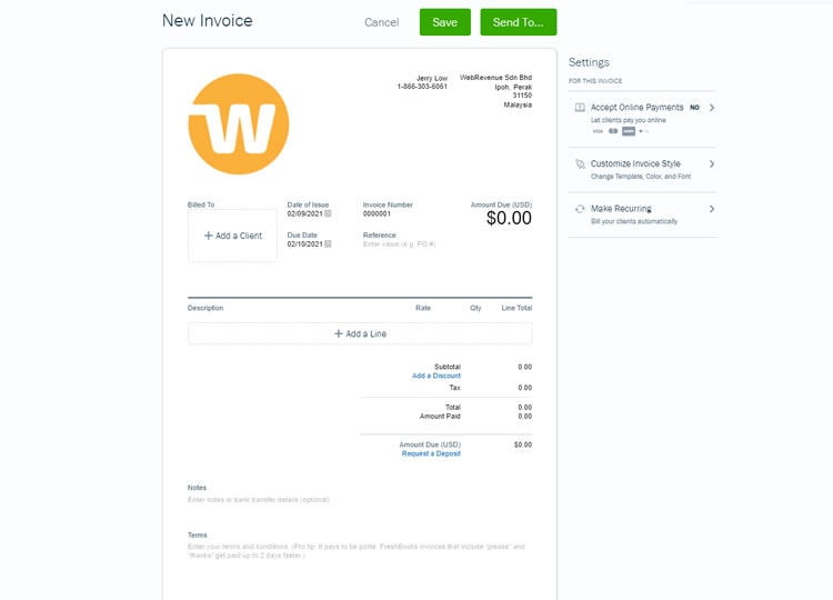 FreshBooks Invoicing Tool