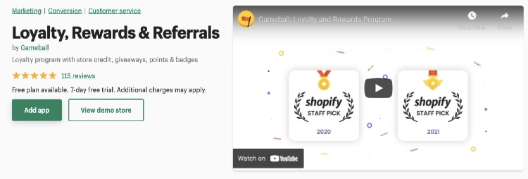 Gameball: Free Shopify Apps to Grow Your Online Business