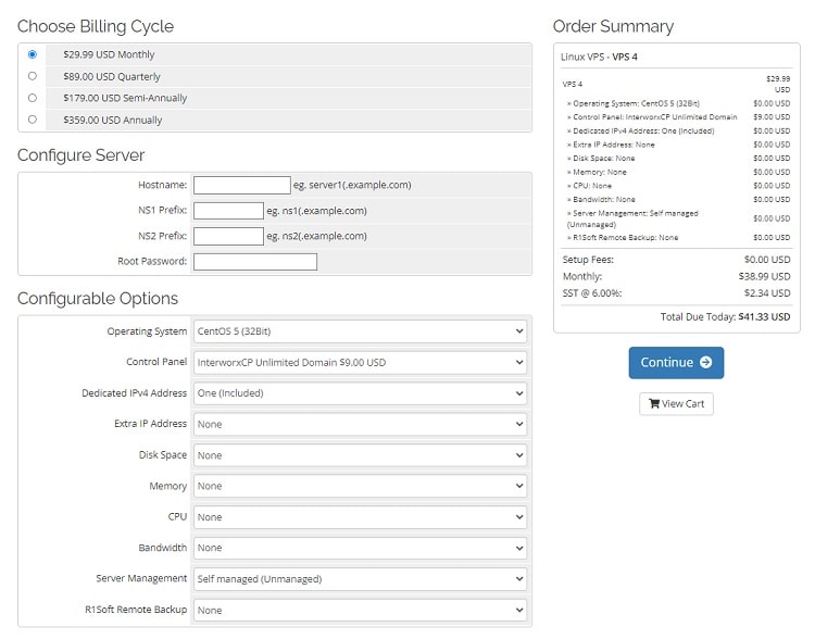 GoGetSpace VPS ordering process