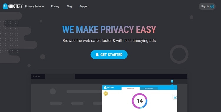 Ghostery protects your privacy online by stopping trackers from accessing your data.