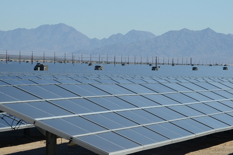 A solar energy farm used to produce clean energy 