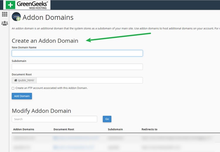 How to Add Addon Domain Names to Your GreenGeeks Account?