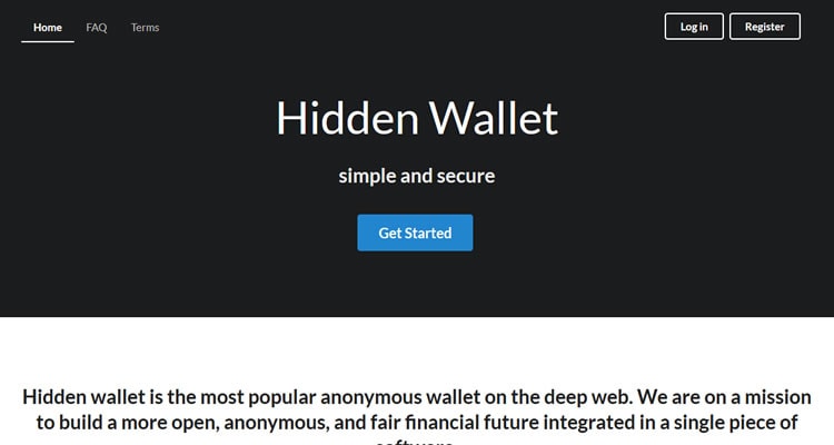 Screenshot of Hidden Wallet on the Dark Web