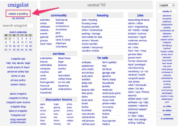 create a post on craigslist