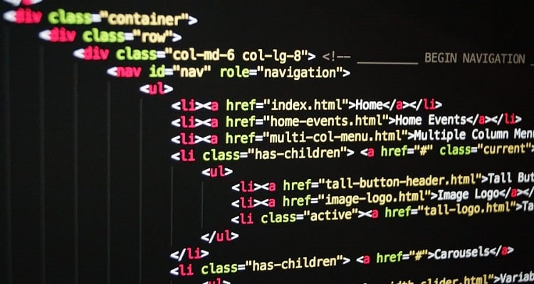 Example of HTML code