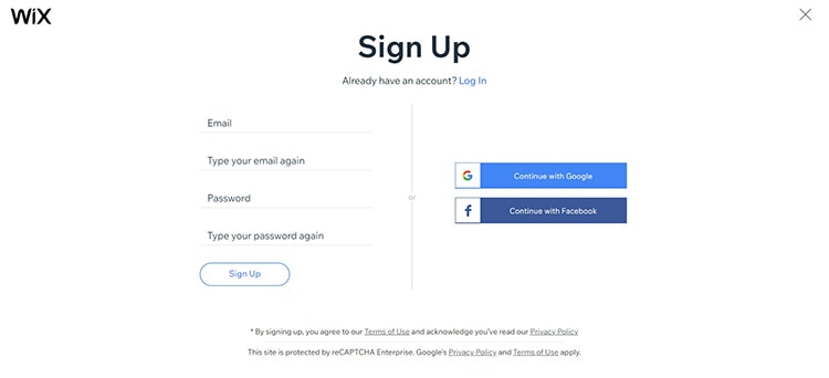 Sign Up for a Wix Account