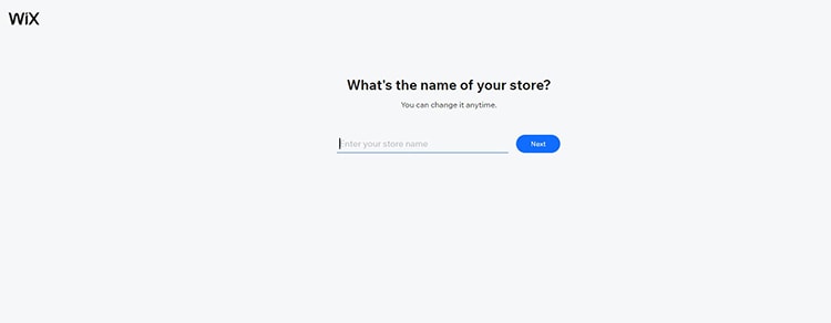 Wix Wizard - store name. Enter the name of your boutique, and click "Next."