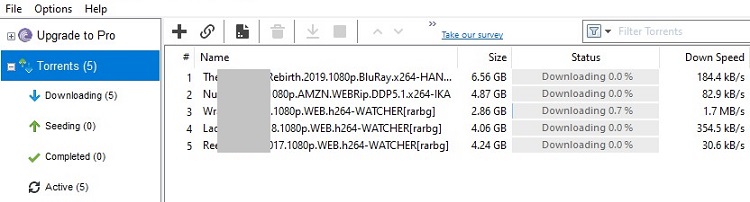 Torrenting on IPVanish connection.