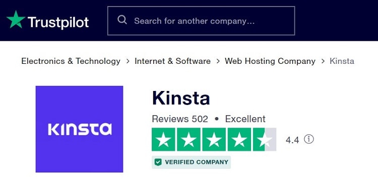 Kinsta customer reviews