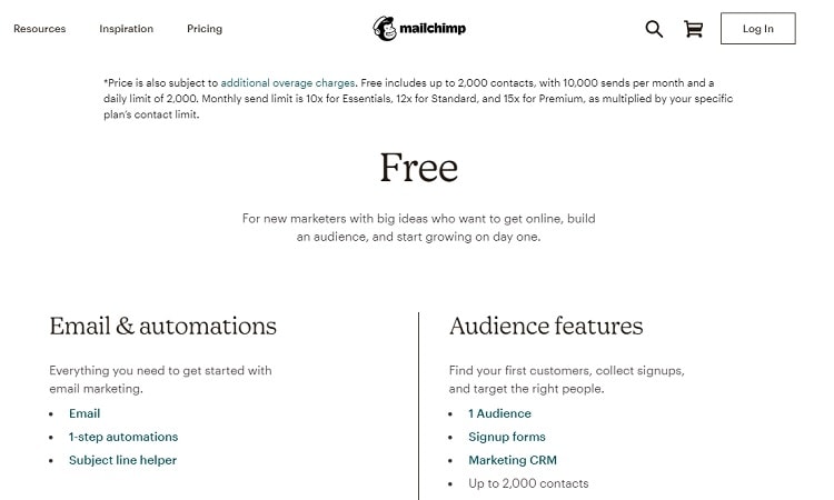 MailChimp free plan