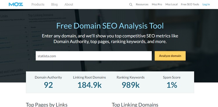 Moz Domain SEO Analysis