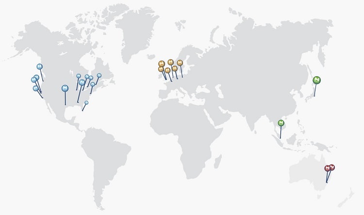 Nexcess 22 edge Point-of-Presence servers consist of 12 servers in North America, 6 in Europe, and 4 in Asia-Pacific.