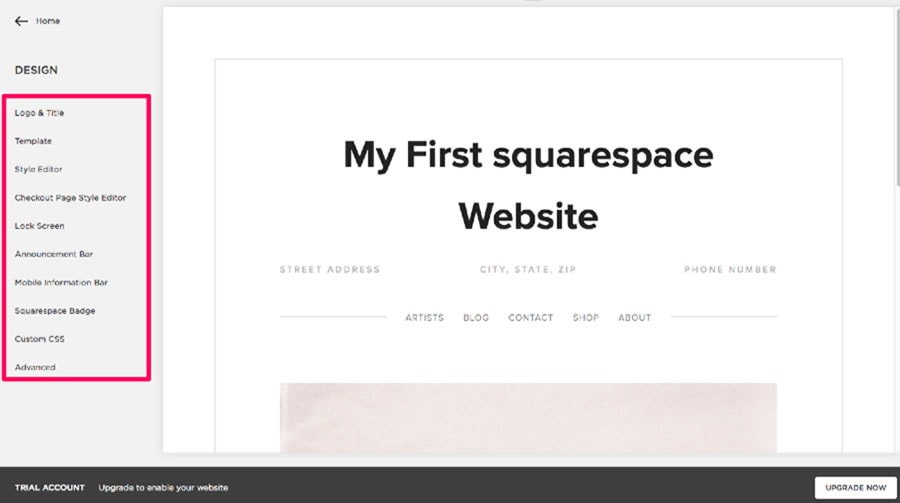 Preview of my first Squarespace website.