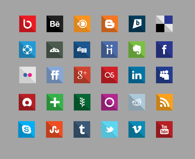 Free Flat Social Media Icons - Square