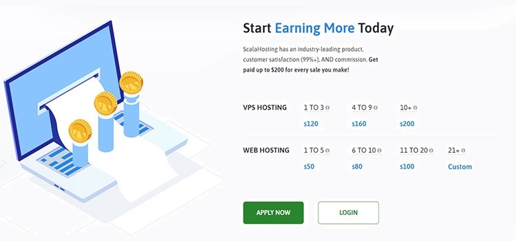 ScalaHosting - Commission rate: $50 - $200 per sale