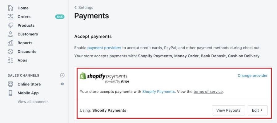 Shopify payments