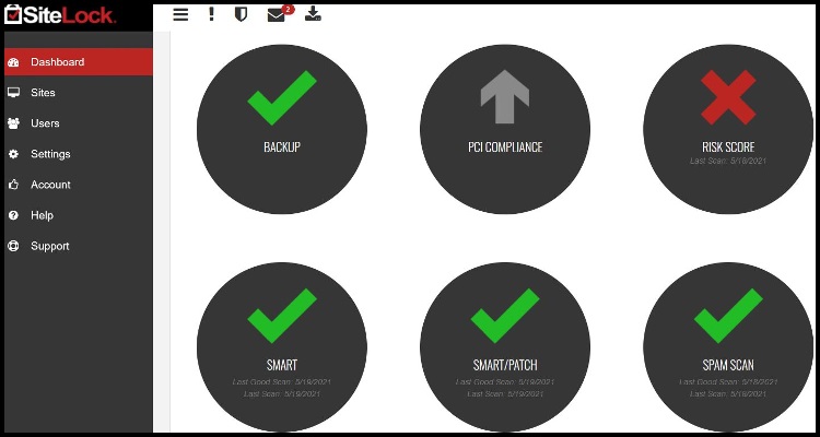 The SiteLock dashboard provides multiple comprehensive scans to ensure you have access to important information regarding the security of your website.