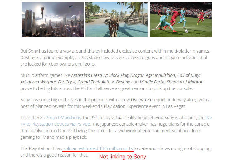 This is a screen captured from BSN - a popular news site for gamers. Note that the author is linking to Game Spot as the news source instead of the original Sony's blopost