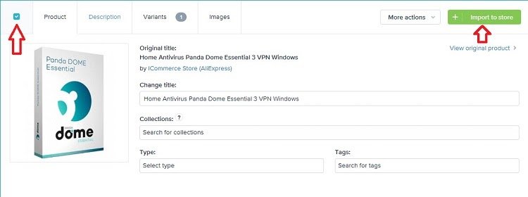 Select the check box and then click on ‘import to store’ once you’ve edited the product details 