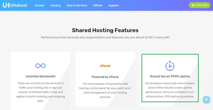 UltaHost Uptime Guarantee