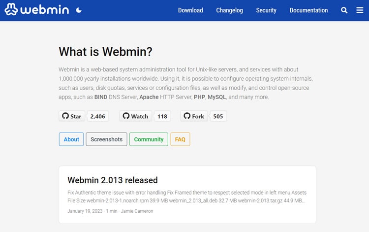 Webmin Homepage