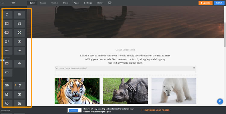 weebly editor - drag and drop