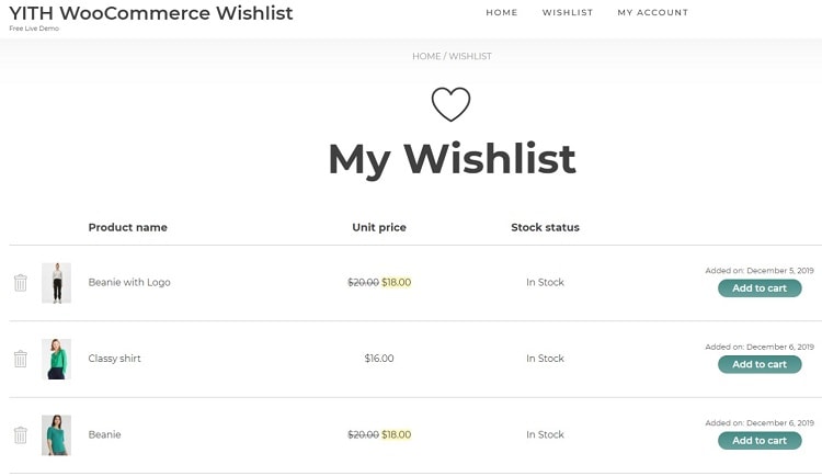 YITH WooCommerce Wishlist