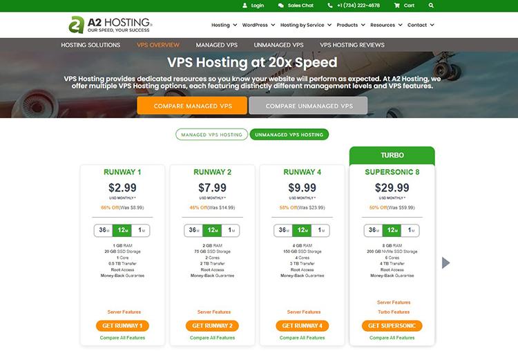 A2 Hosting is the best price-friendly unmanaged VPS hosting provider.