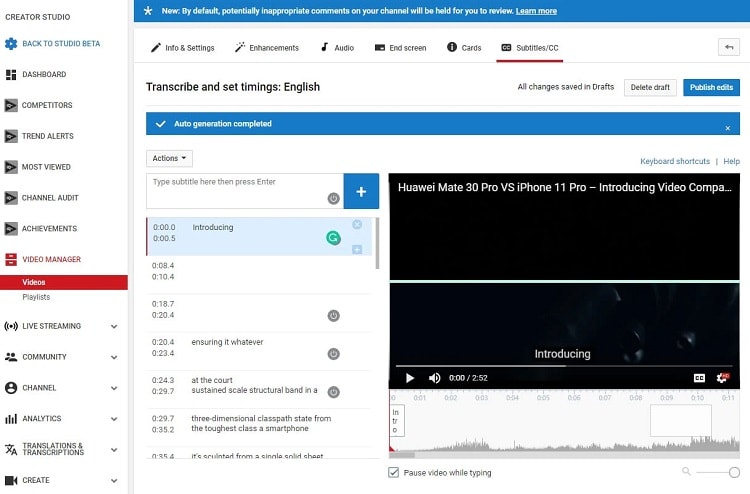 YouTube uses speech recognition technology to automatically create captions for your videos.