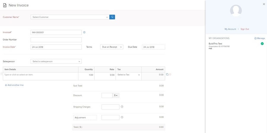 Zoho Invoice