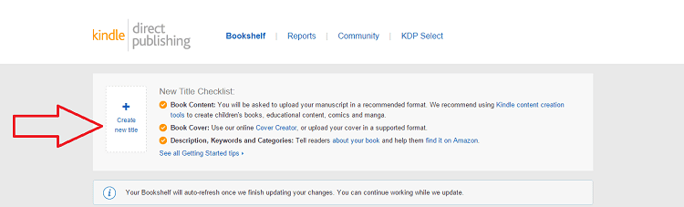 amazon create new title screenshot