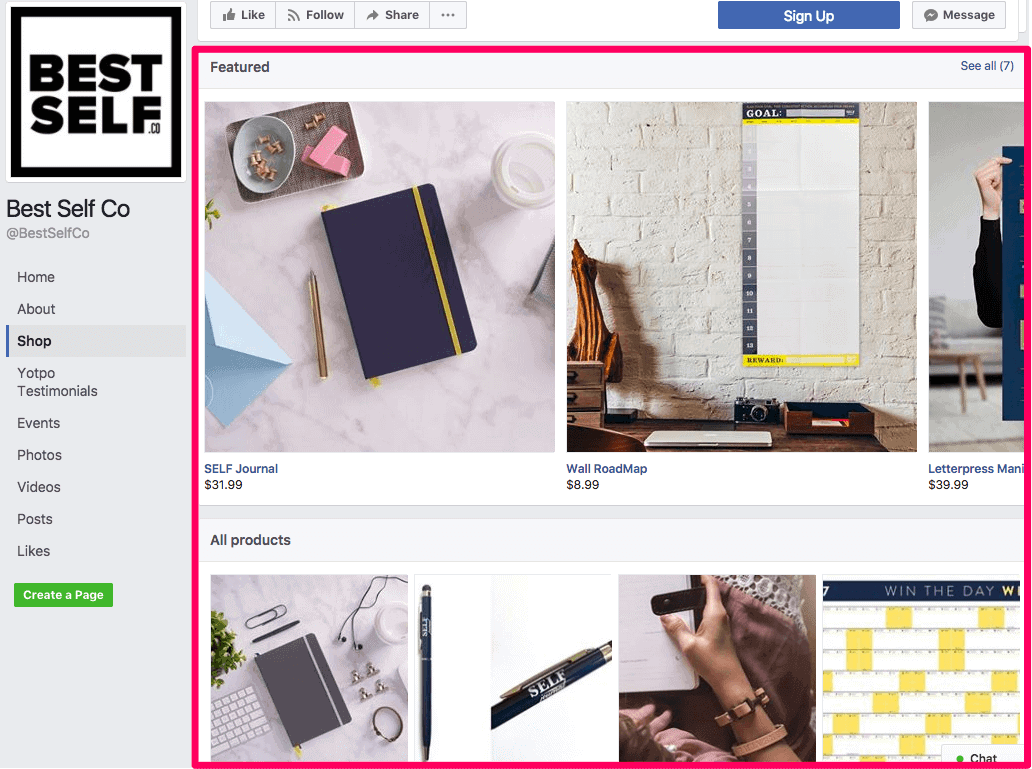 Shopify Facebook store example