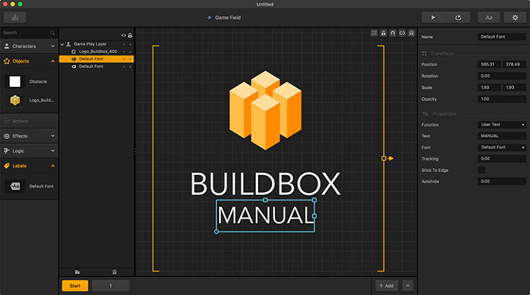 BuildBox - Example of game engine