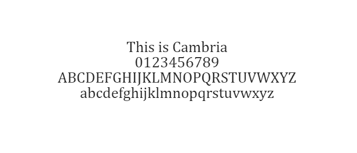 Web Safe Fonts - Cambria