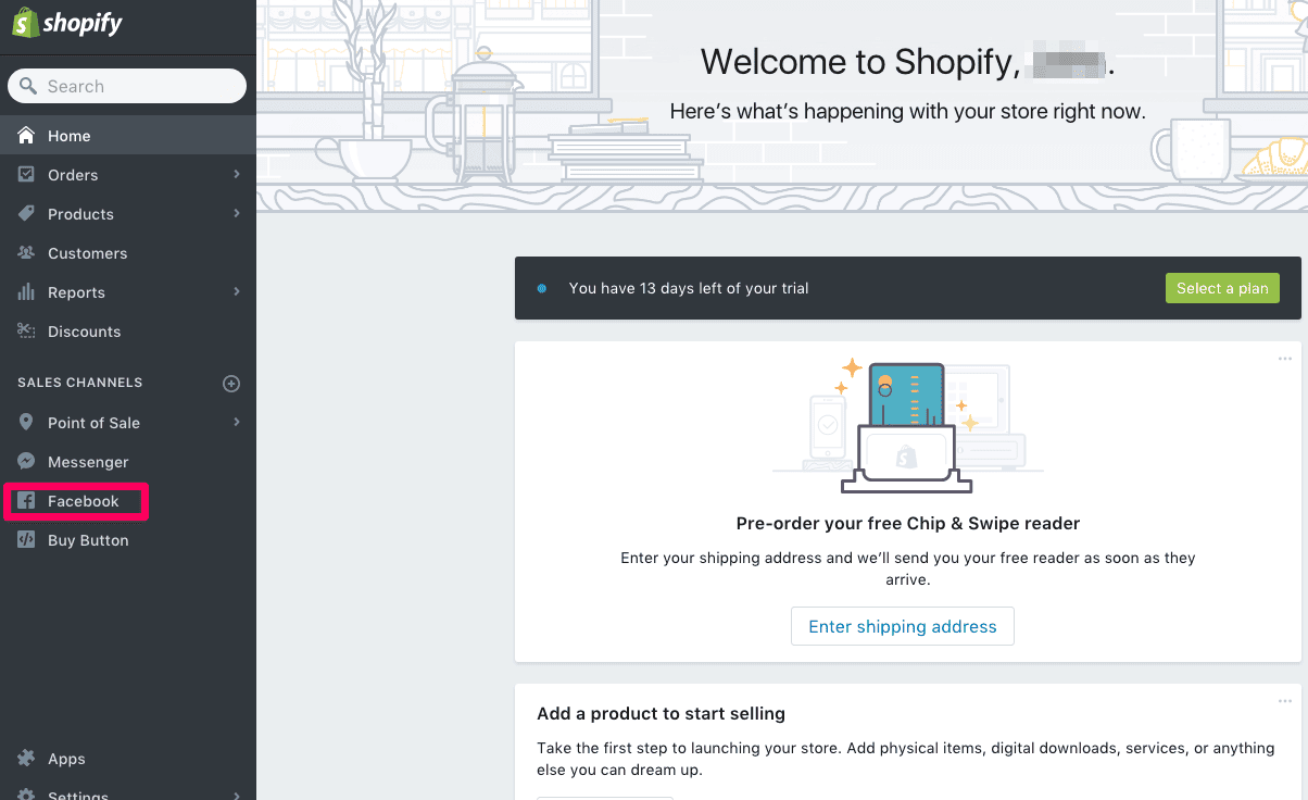 Setting up the Facebook channel in Shopify